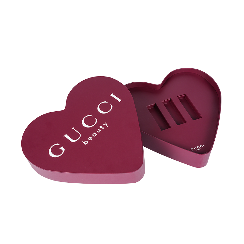 Heart-shaped top and bottom lid cosmetic packaging box