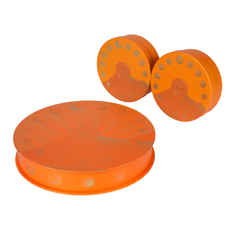 Rigid lift-off lid (heaven-and-earth) round chocolate box