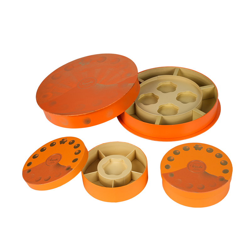 Rigid lift-off lid (heaven-and-earth) round chocolate box