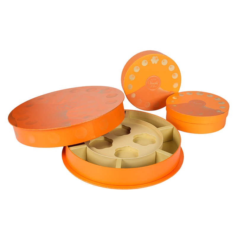 Rigid lift-off lid (heaven-and-earth) round chocolate box