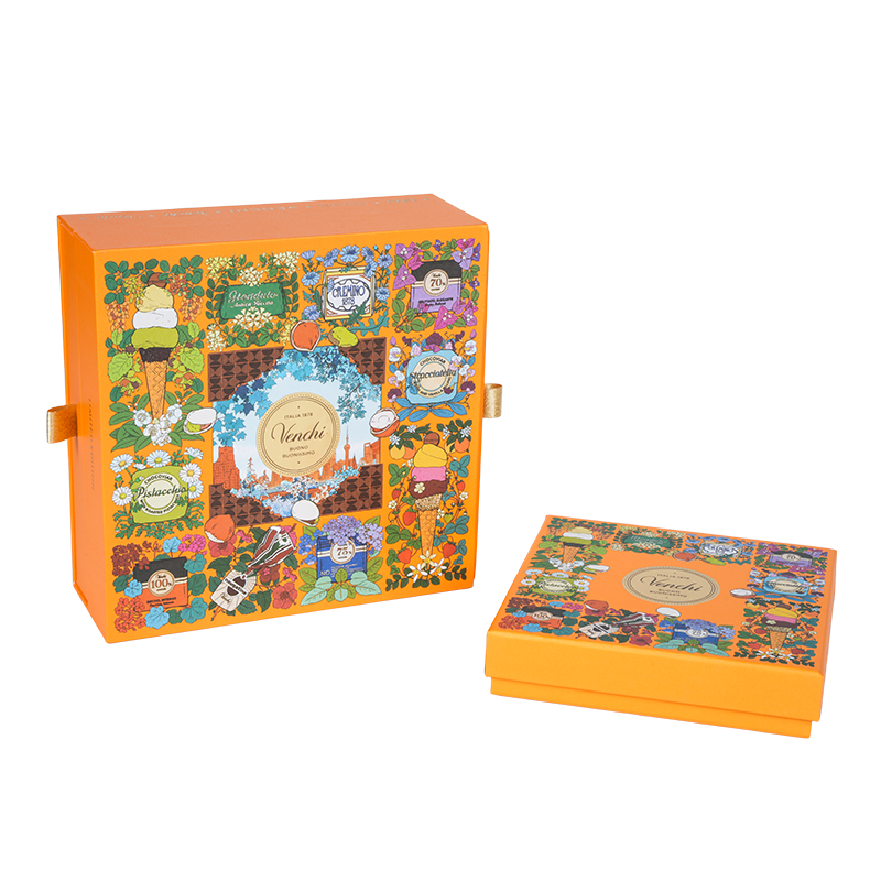 Rigid double-door chocolate packaging box