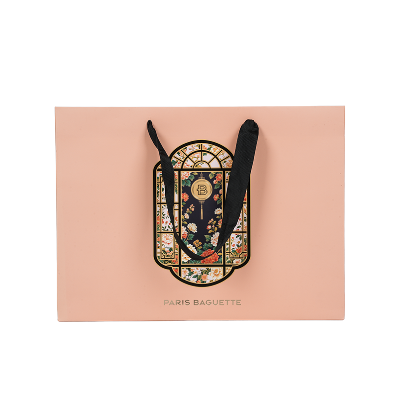 Water-resistant handle kraft/white cardboard cake carry bag