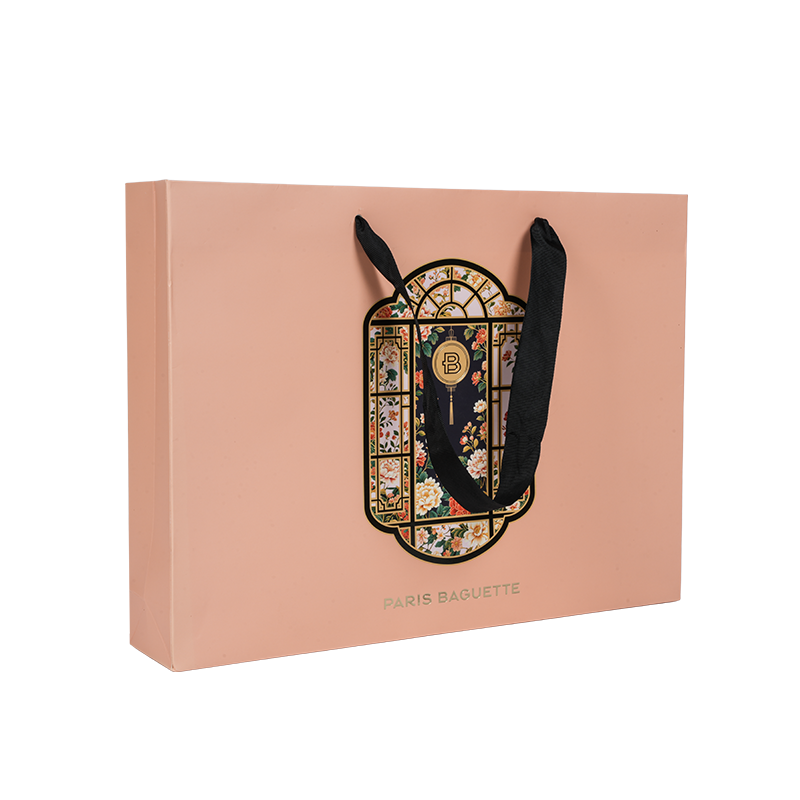 Water-resistant handle kraft/white cardboard cake carry bag