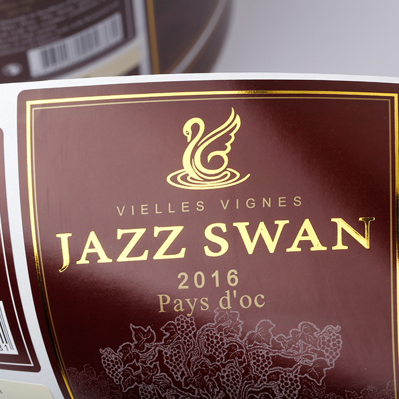 Matte foil embossed wine bottle label