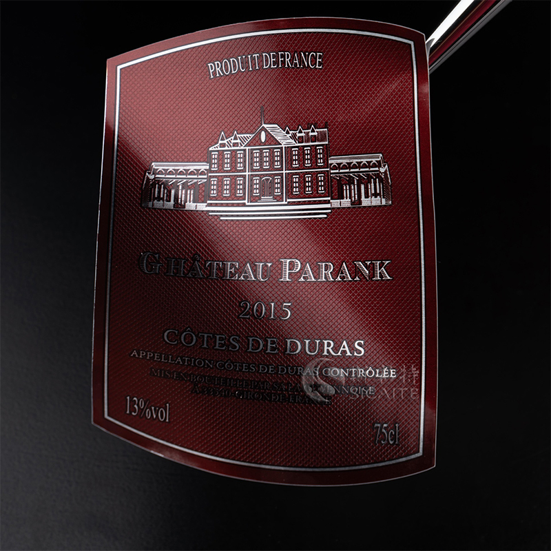 Matte foil embossed wine bottle label