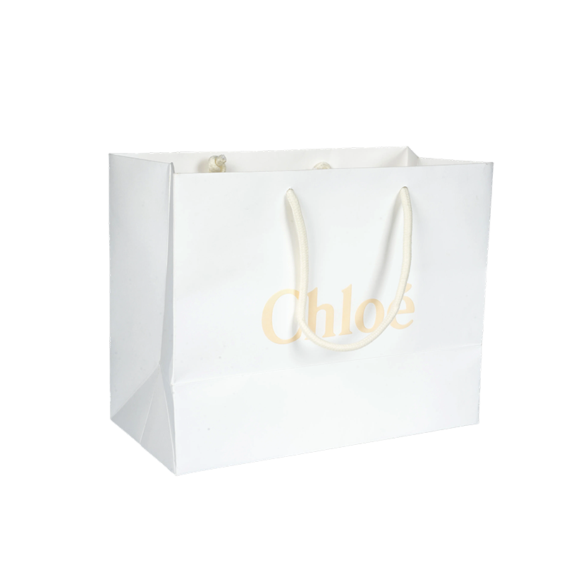 Thickened Horizontal Handle White Cardboard Paper Bag for Skincare Packaging