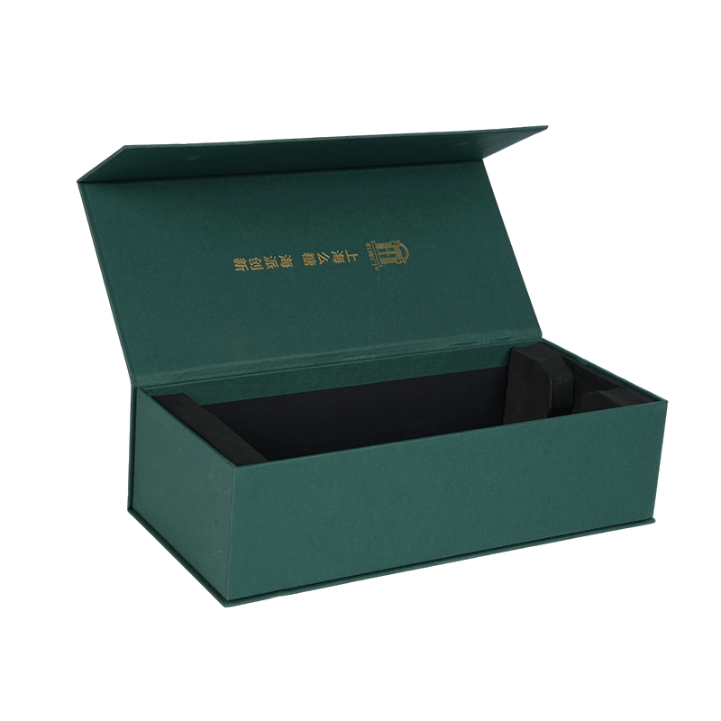 Matte Foil Embossed Single Bottle Book-Style Wine Box