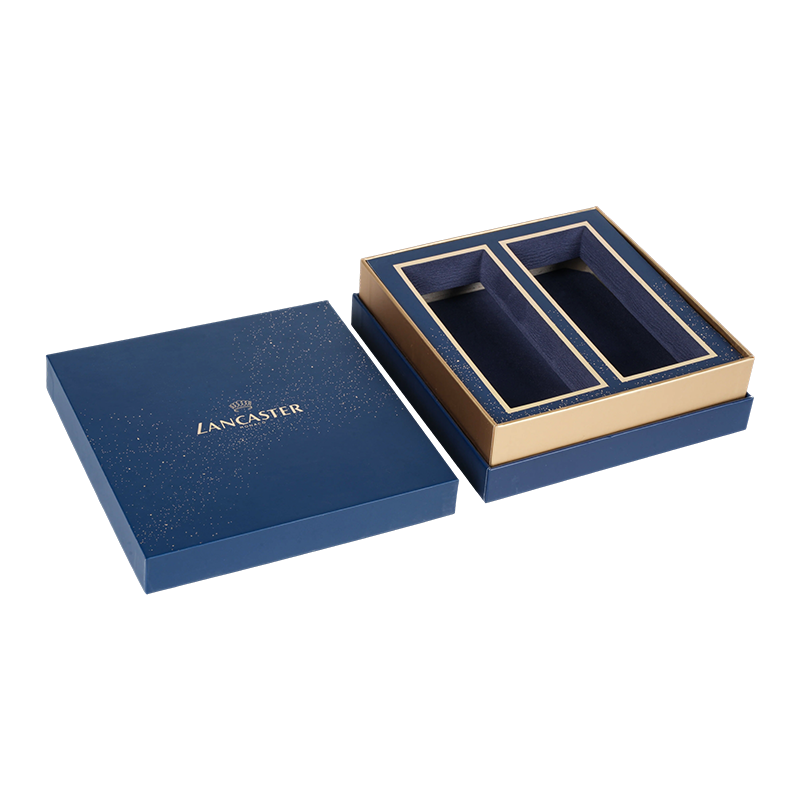 LANCASTER MONACO Luxurious Deep Blue Matte & Gold-Stamped Two-Piece Gift Box