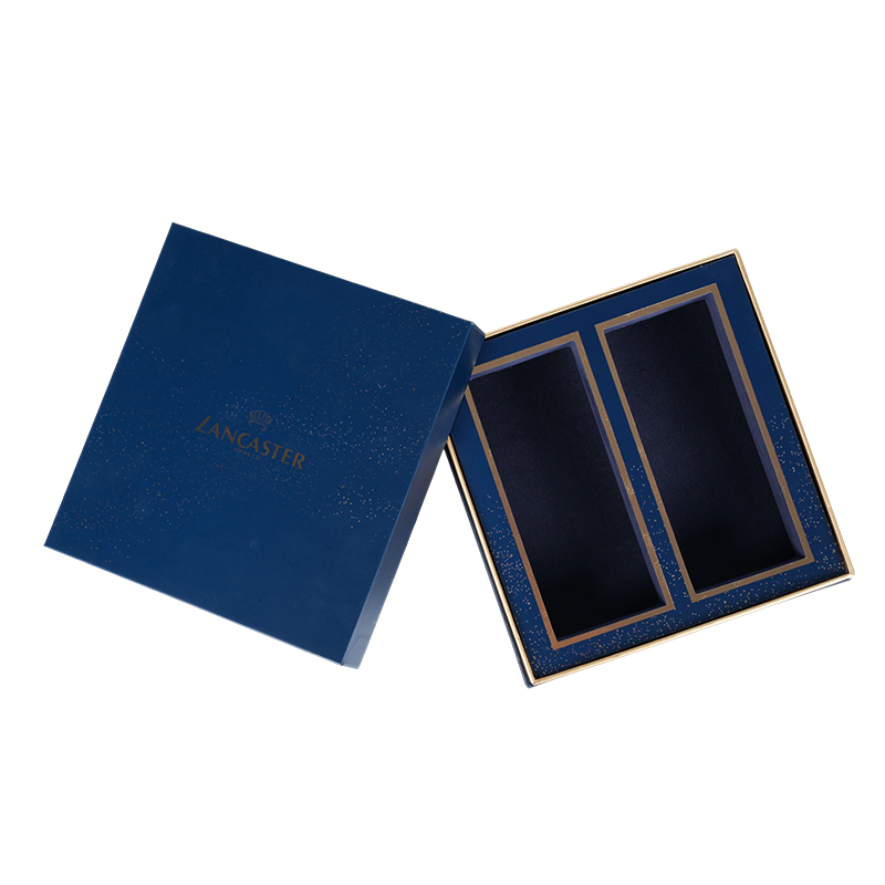 LANCASTER MONACO Luxurious Deep Blue Matte & Gold-Stamped Two-Piece Gift Box