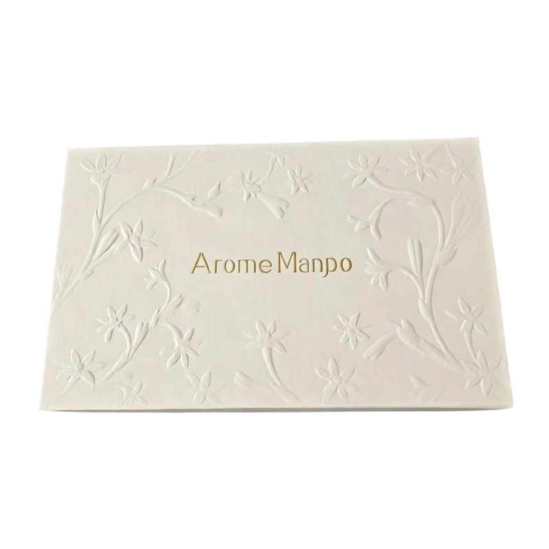 Embossed Matte Foil-Stamped Rigid Lift-Off Lid Gift Box for Cosmetics