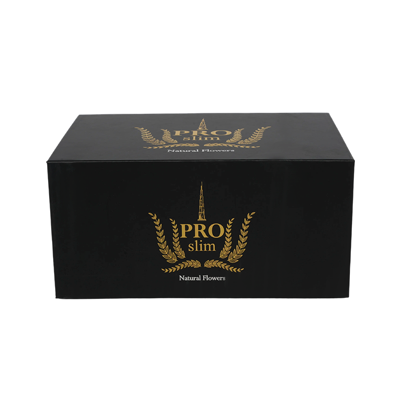 Foldable Lock-Bottom Gift Box with Matte Black Finish & Gold Foil Stamping