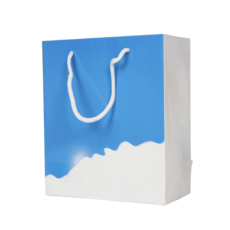 Color-block gradient paper tote bag with accordion-style gusset