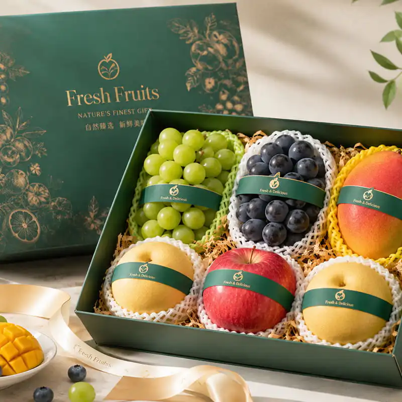 Affordable Luxury Gold-Stamped Collapsible Fresh Fruit Gift Box