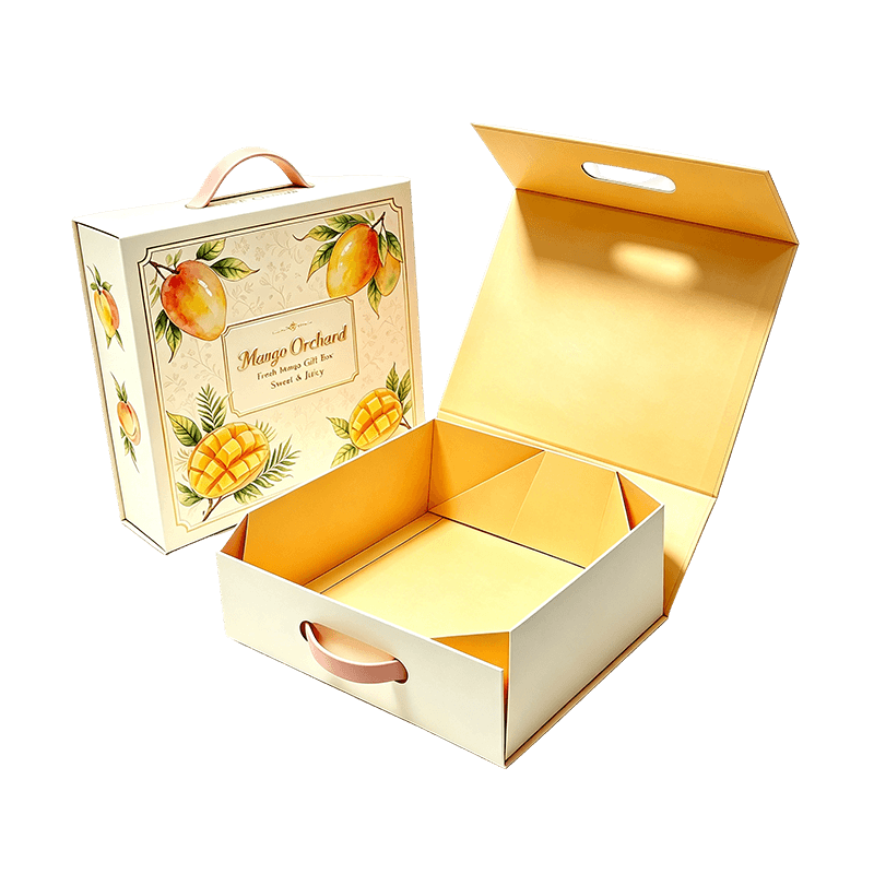 Glue-free folding flip-top integrated handheld fresh fruit gift box