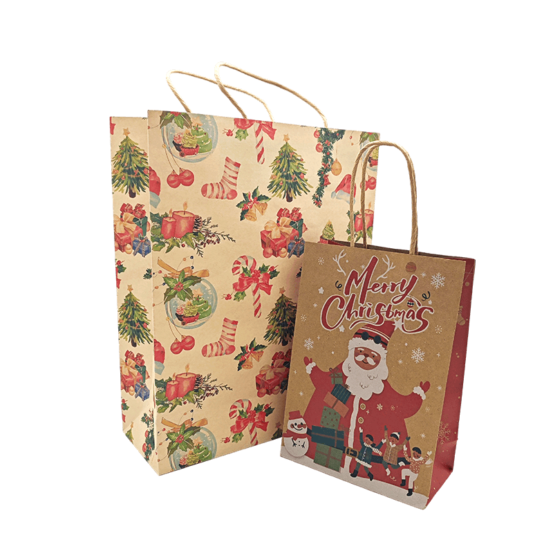 Christmas Kraft Paper Gift Bag Set