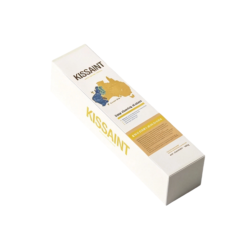 Elongated folding box with a tuck-in flap closure